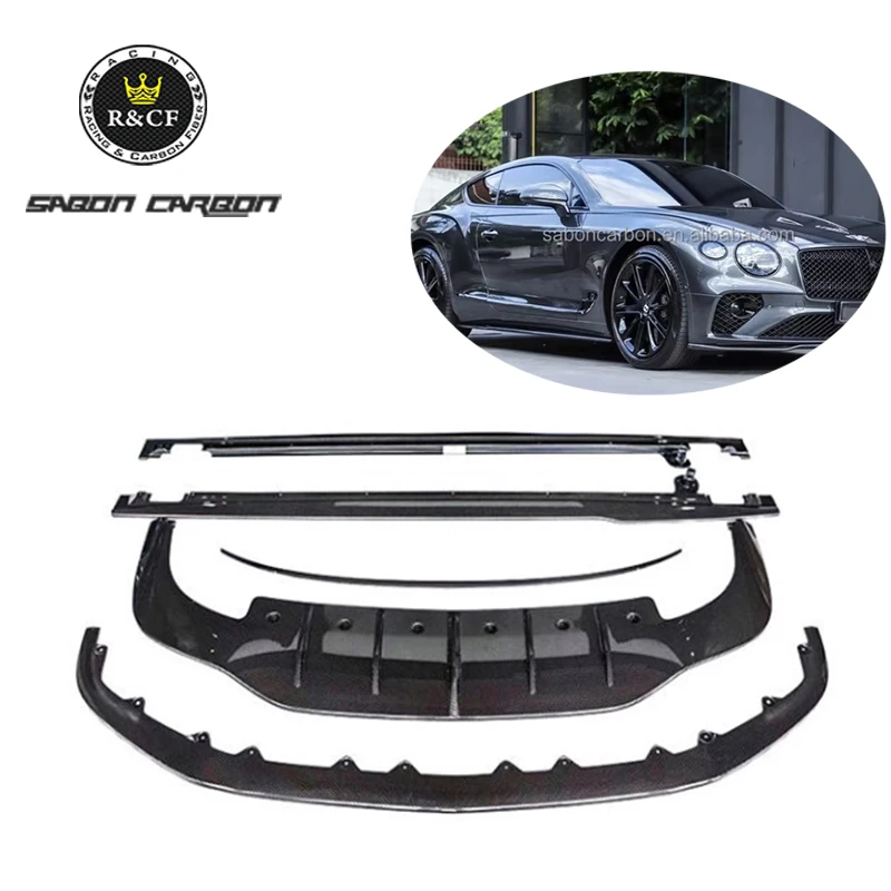 Limited Style Carbon Fiber Body Kit Front Lip Side Skirts Diffuser Spoiler For Bentley Continental GT W12
