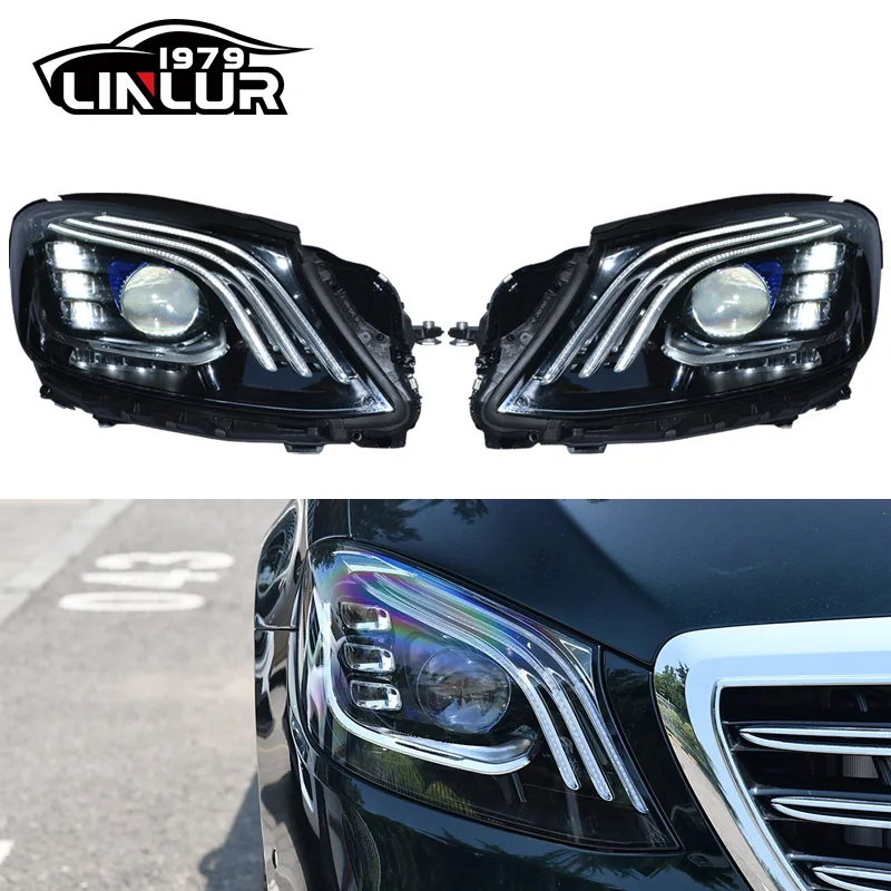 Mercedes Benz S Class W222 2014-2018 Headlights Upgrade To 2020 Style LED Headlights