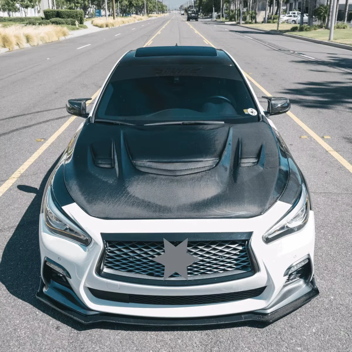 MRD Demon Style V5 Carbon Hood for Infiniti Q50 2014+ Q60 2017+ Demon Style Carbon Fiber Hood Honeycomb | Q50/Q60 Carbon Hood