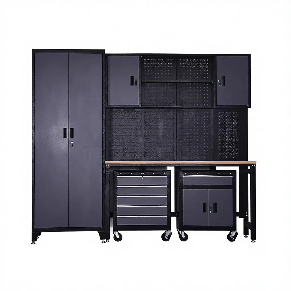 New Design Garage Storage Combination Tool Cabinets Heavy Duty Workshop Metal Workbench Garage