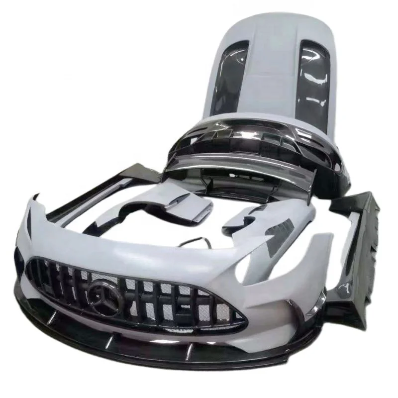 New Half Carbon Fiber Front Rear Bumpers Hood Spoiler Side Skirt For AMG GT Black Series
