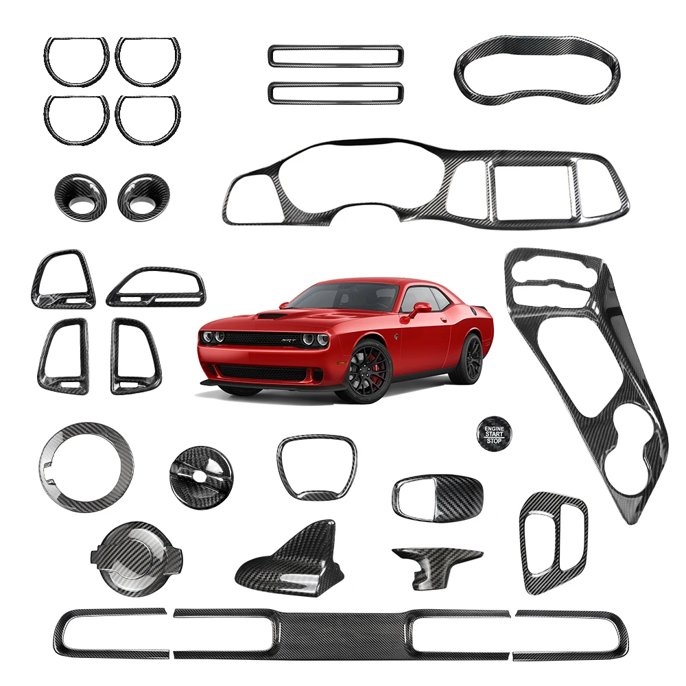 OEM Carbon Fiber Full Interior Accessories Kit For Dodge Challenger 2015-2023
