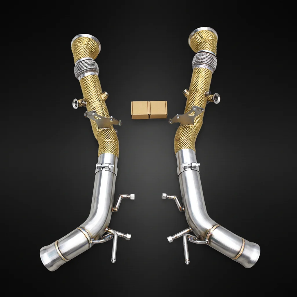 Oem Track Exhaust System Exhaust Downpipe Golden Heat Shield For Ferrari 296 Gtb V6 3.0t 2021-2024