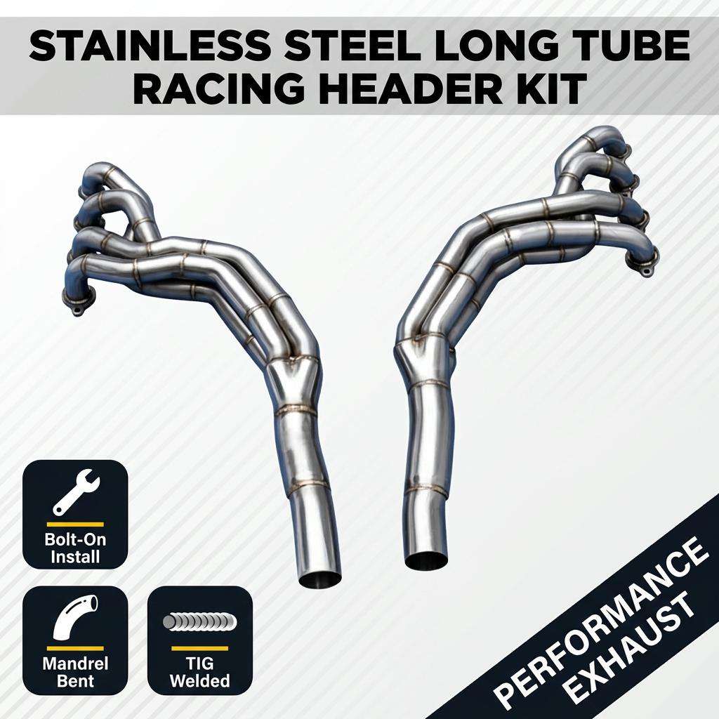 Performance Stainless Steel Long Tube Racing Exhaust Header System Chevrolet Camaro SS V8 6.2L LS3 L99 2010-2015 1-7-8