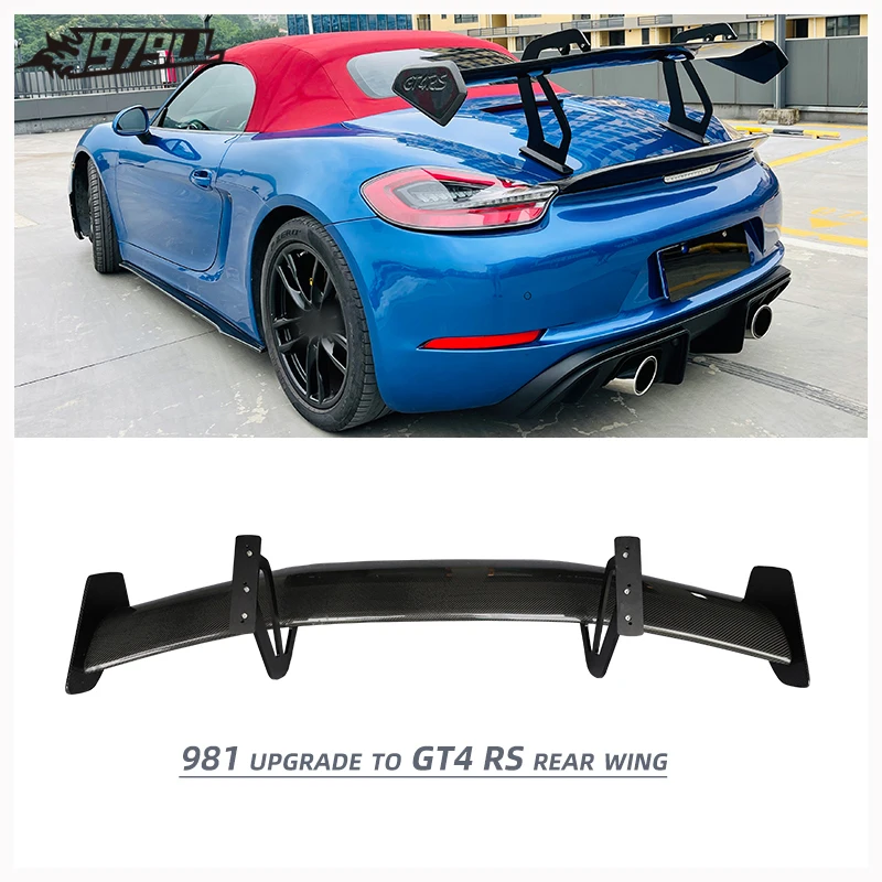 Porsche Cayman Boxster 981 Rear Spoiler Wing GT4RS Upgrade Carbon Fiber 2013-2015