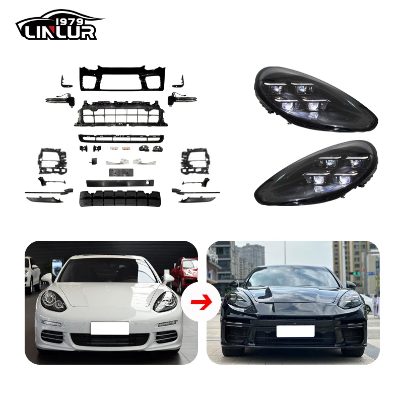 Porsche Panamera 970.2 Upgrade To 976 Style LED Headlights And Bumper Body Kit 2014-2016
