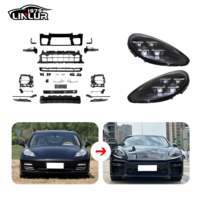 Porsche Panamera 970 Upgrade To 976 Style LED Headlights And Bumper Body Kit 2009-2013