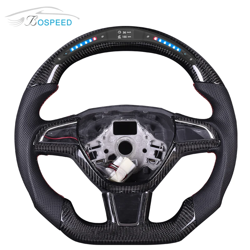 Professional Customized Led Display Carbon Fiber Steering Wheel For Skoda