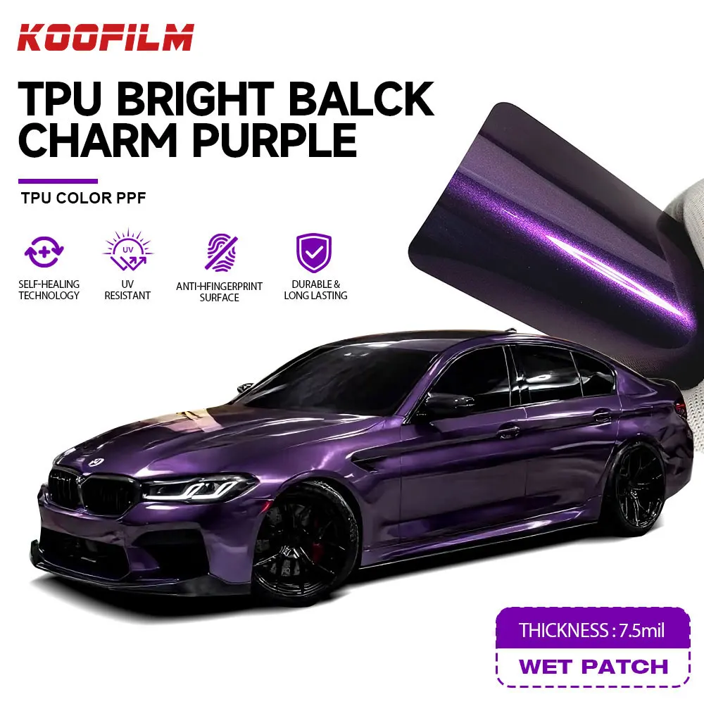 Purple Car Wrap Tpu Bright Black Charm Purple Color Ppf Self Healing Car Body Sticker Paint Protection Film