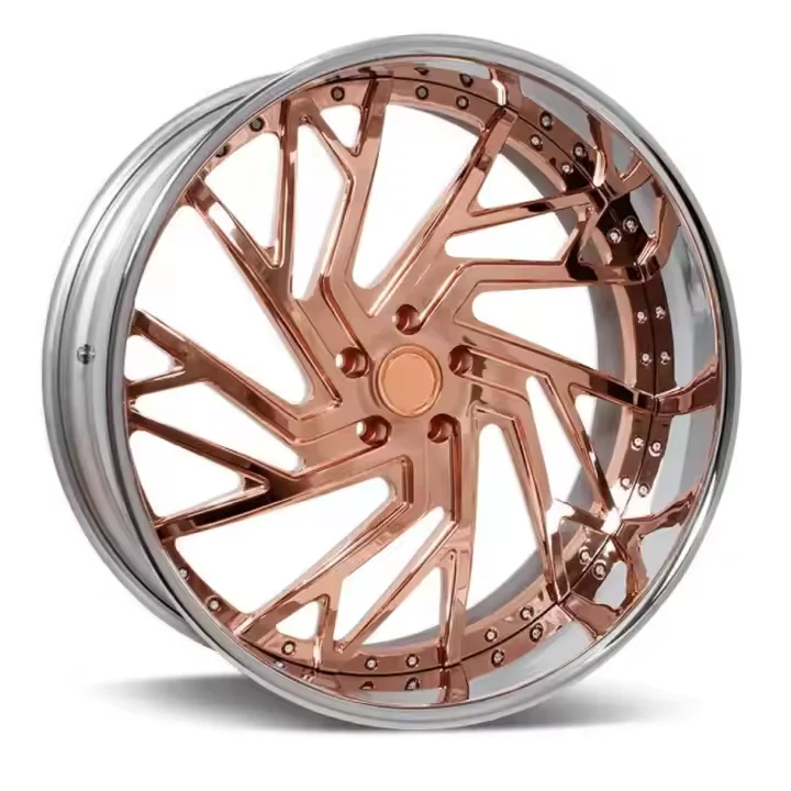 Rcsr 2 Piece 18 19 20 21 22 23 24 26 Inch Chrome Rose Golg Deep Dish Aluminum Wheels Forged Alloy Wheel Rims For Luxury Cars