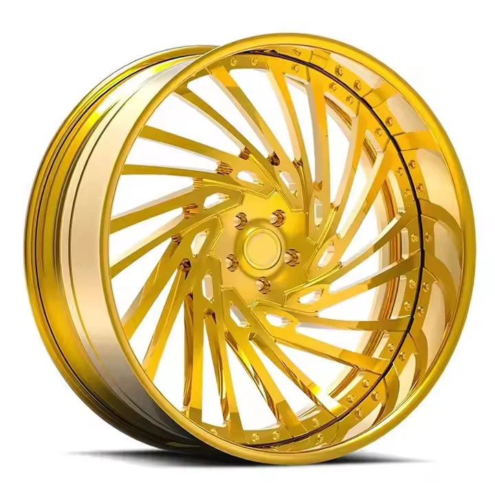 Rcsr Forged Wheels In Gold Plated 19-26 Inch Deep Dish Spoke 2-piece Car Wheels For Chevy Silverado For Chrysler 300c New 30mm