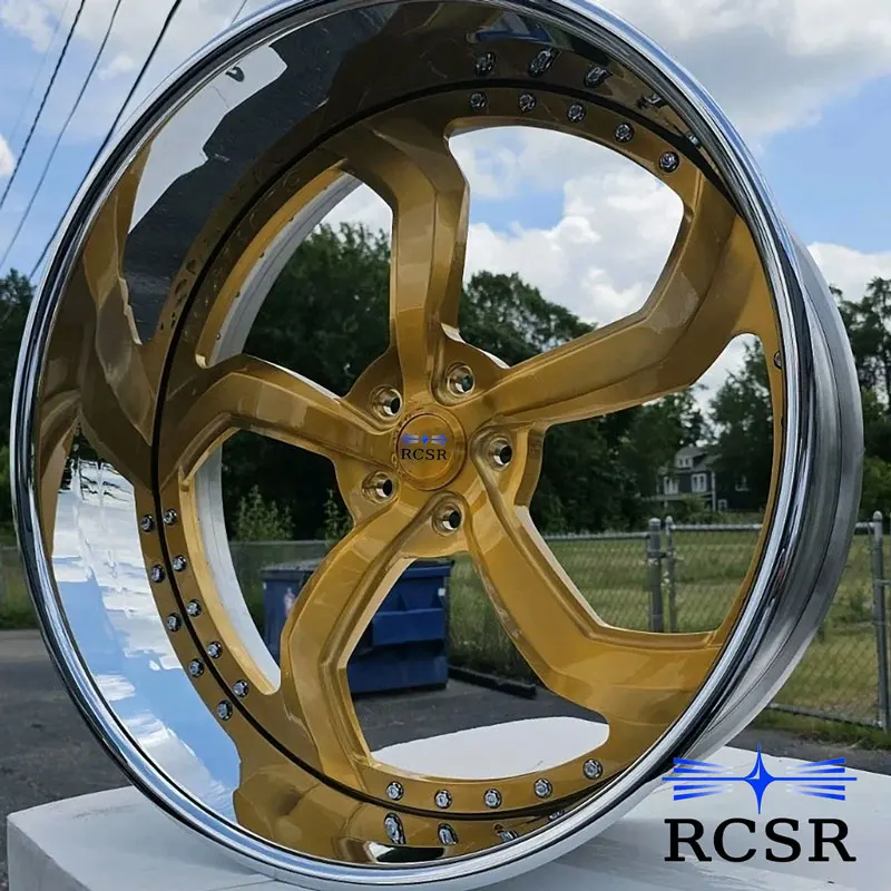 Rcsr New 2 Piece Forged Aluminum Deep Dish Wheels 5x1143 Wheels 26 Inch Chrome Silver Gold Brushed Rims For Chevy