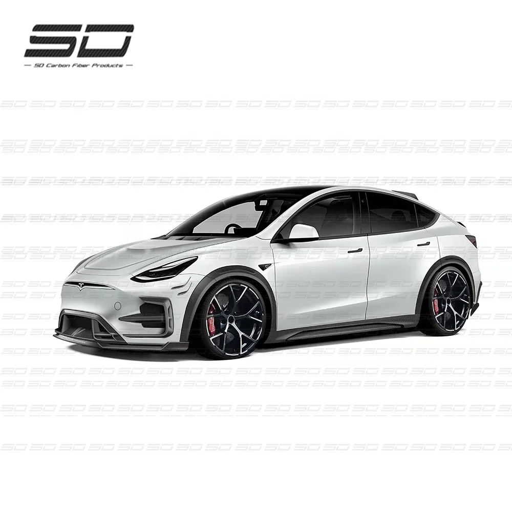 Real Carbon Fiber Body Kit/pp Car Bumper Side Skirts Rear Diffuser Lip For Tesla Model Y Sd Carbon Wide Body