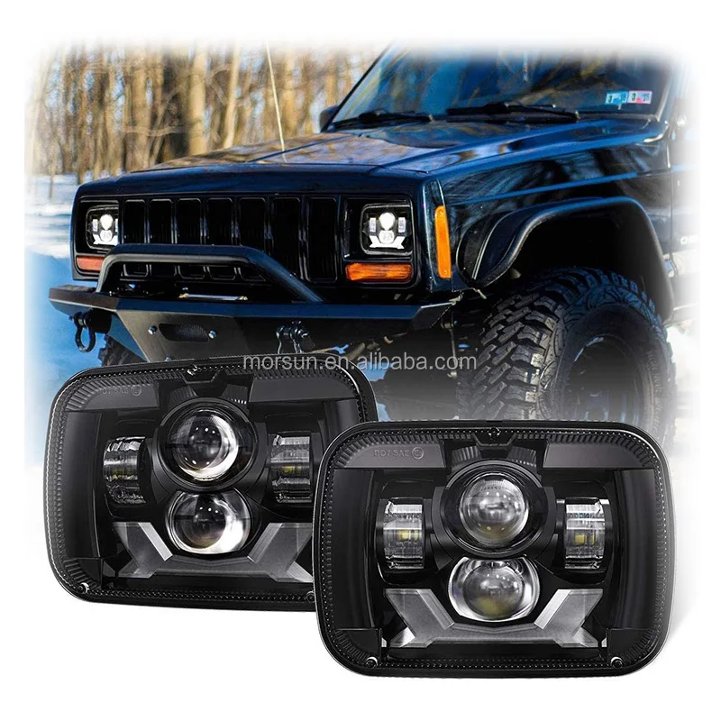Rectangular 5x7 Led Headlights For Jeep Cherokee Xj Accessories Led Lights For Wrangler Yj Comanche