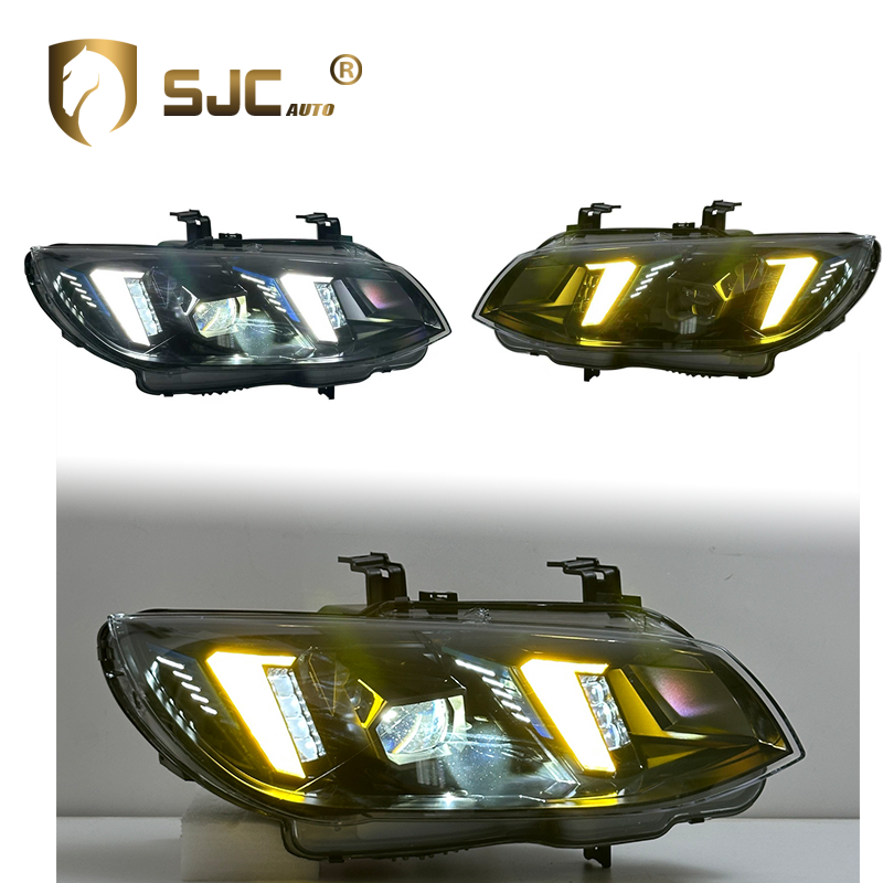 SJC Auto Part for BMW M3 LCI E92 E93 LED Headlights 2010-2013 Upgrade Yellow+White Dual Color DRL Snake Eyes Style Front Lamps