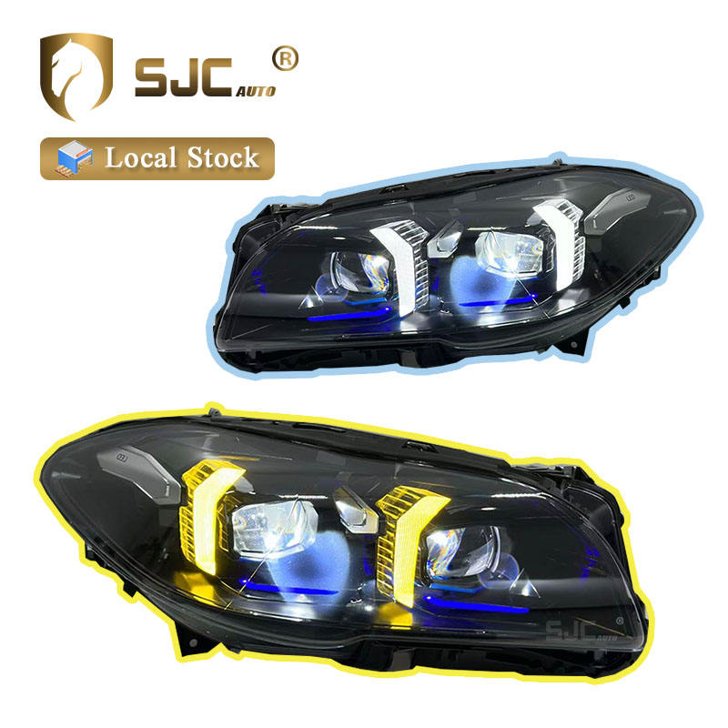 SJC Car Accessories Led Headlights for BMW 5Series F10 F18 Headlight 2011-2017 White Yellow DRL Snake Eyes Style Led Headlamp