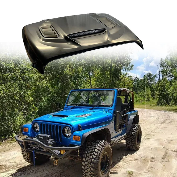 Steel Modifiedbonnet Hood Replacement With Vents Hood Assembly Engine Hood For Jeep Wrangler Tj 1997-2006