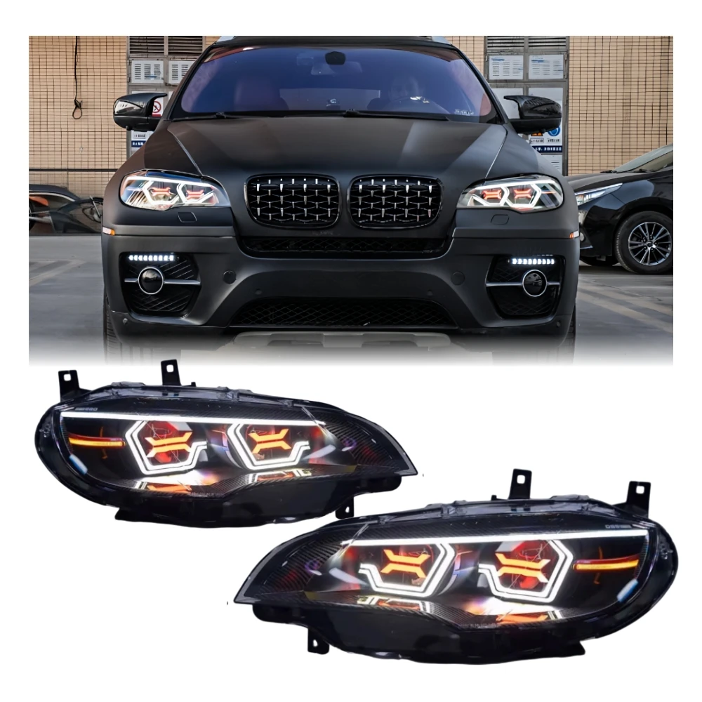 Suitable For 2009 And 2013 Bmw X5 X6,E70 E71 Modified Oss Headlight Dual-color Switch Drl With Rgb