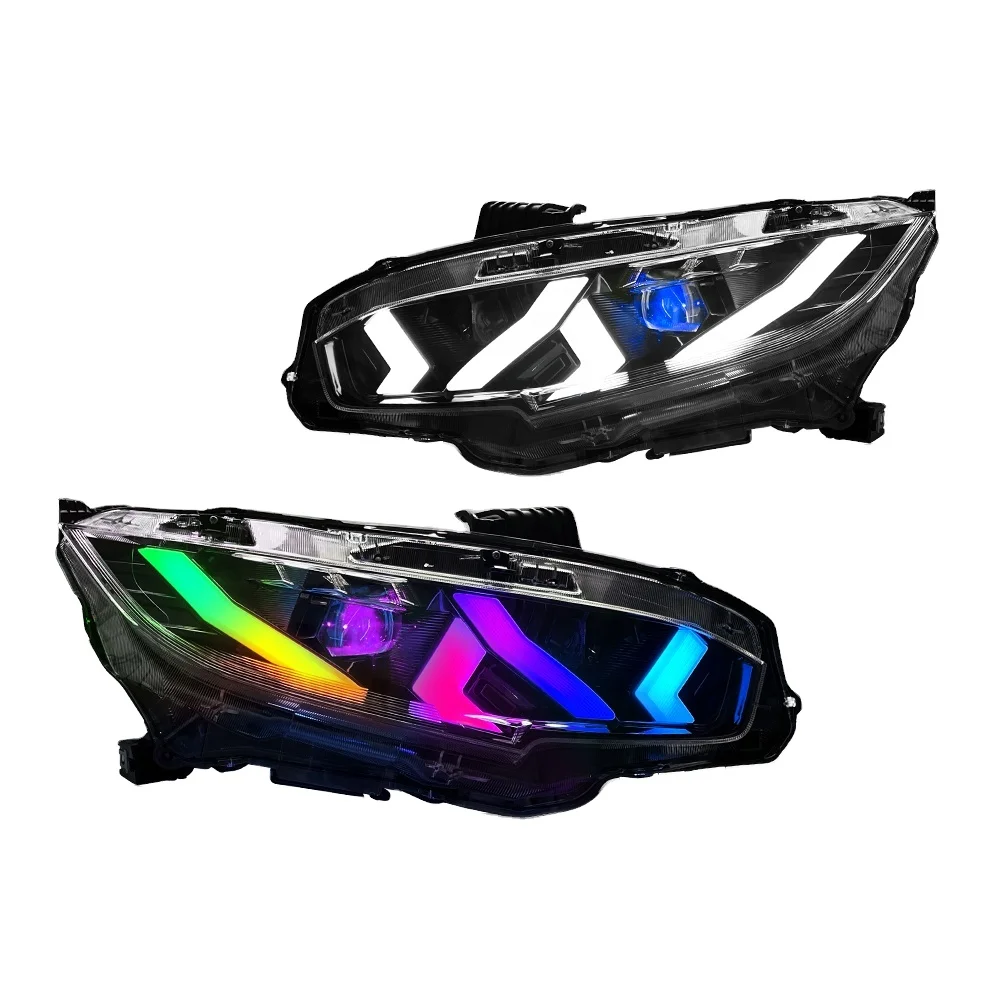 Tt-abc Hot Sale Rgb Headlamp For 2016-2021 Honda 10th Gen Civic Sedan Hatchback Si Type R Touring