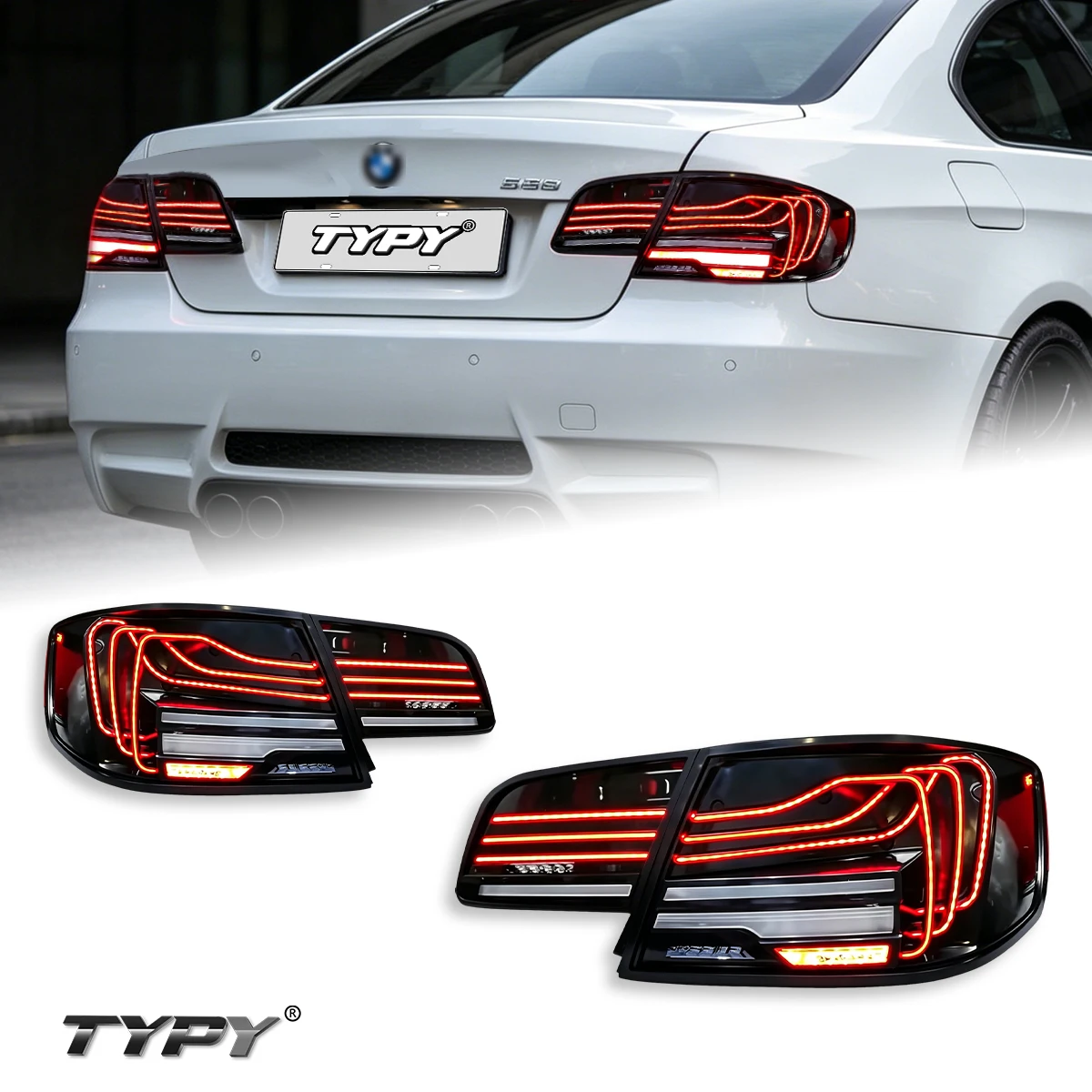 Typy For 2006-2013 Bmw 3 Series E92 Taillight Assemblies; Csl-style Laser-etched Taillights