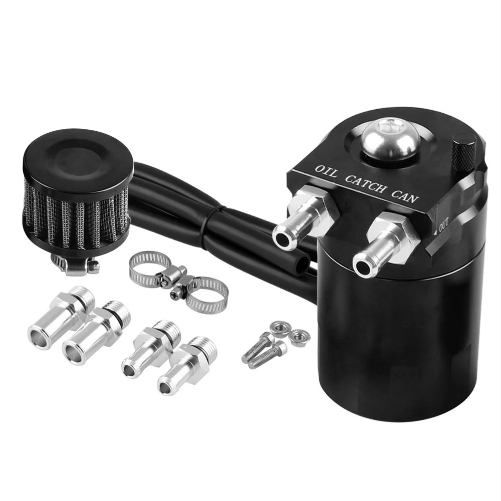Universal Aluminum Black Blue Red Diesel Turbo Oil Catch Can Reservoir Tank / Fuel Tank With Breather Filter