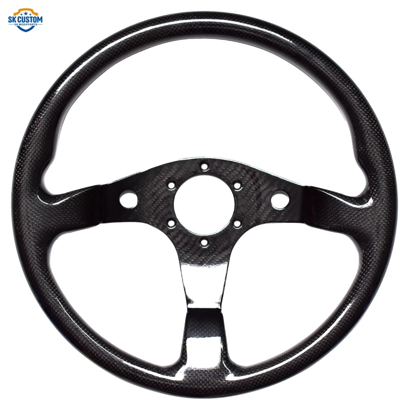 Universal Racing Sport Steering Wheel 340mm Flat Dish 6 Bolt Carbon Fiber Steering Wheel