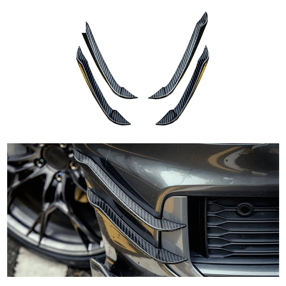 Universal Rear Spoilers Dry Carbon Fiber Bumper Canards For Audi A6 S6 C8 Body Kits Trim Car Accessories