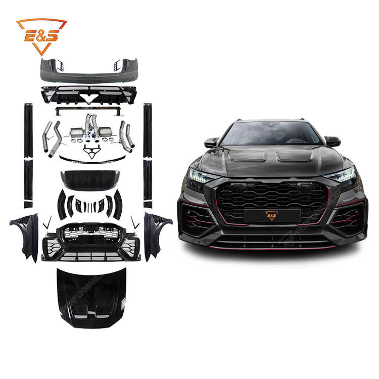 Upgrade to M Style Dry Carbon Fiber Body Kit for Audi Q8 SQ8 With Car Bumper Grill Eyebrow Hood Fender Spoiler (RSQ8)