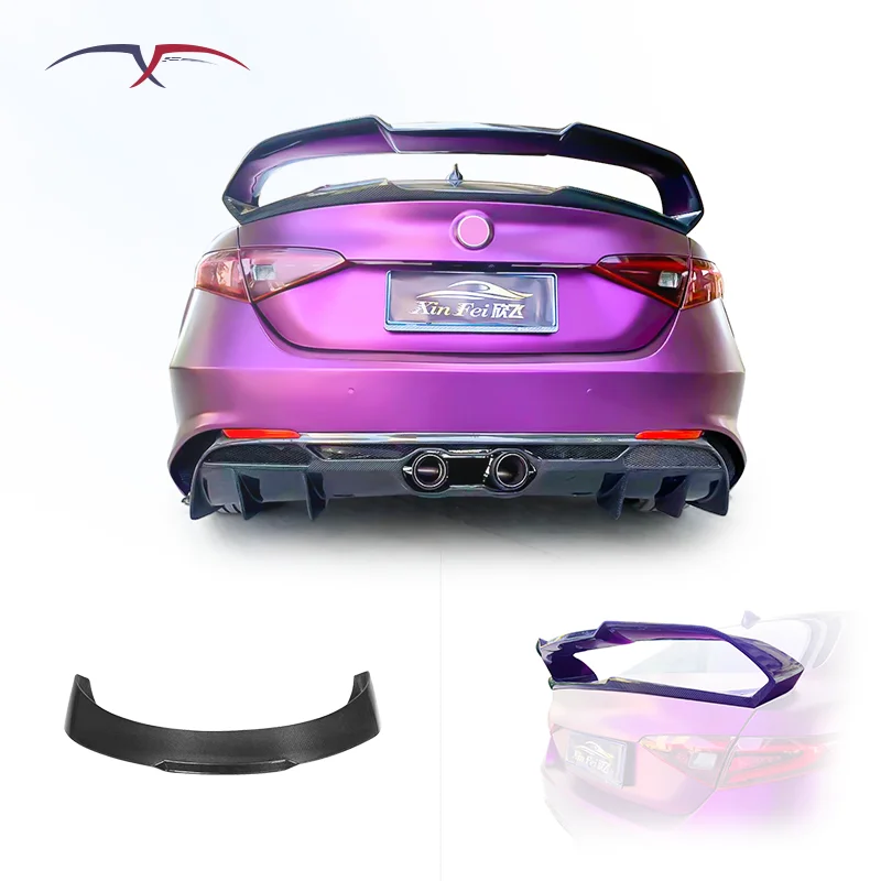 Upgraded Carbon Fiber Rear Bumper And Rear Spoiler For Alfa Romeo Giulia Trunk Spoiler Wing Body Kit Automotive Parts Decoration