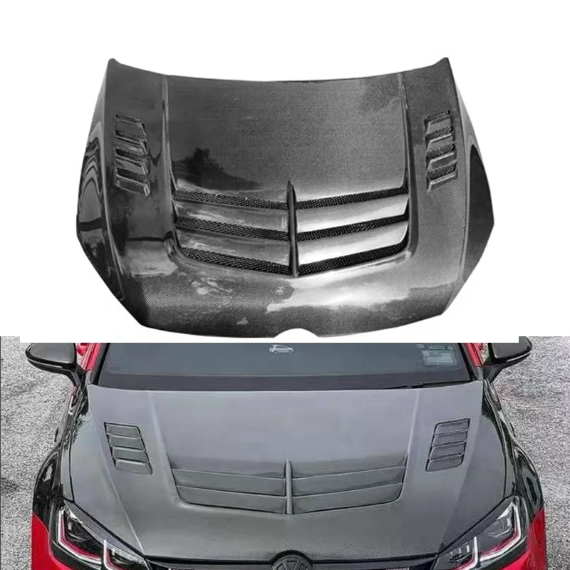 V Style Carbon Fiber Fibre Front Engine Hood Bonnet For Vw Golf 7 7.5 Mk7 Volkswagen Gti 2014-2020