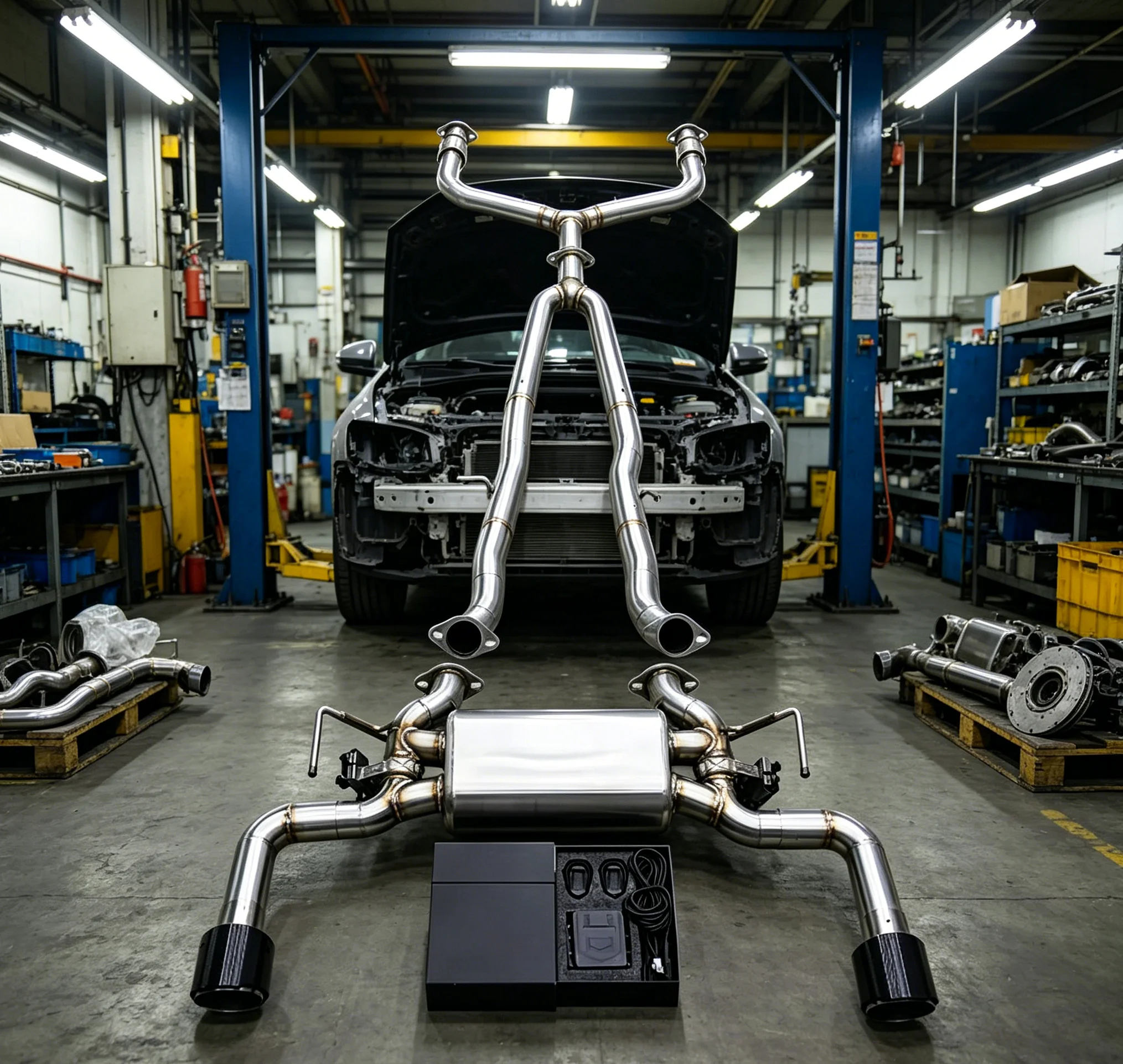 Valvetronic Stainless Steel Exhaust System For Infiniti Q50s 3.7l 2014-2018 Muffler Catback Carbon