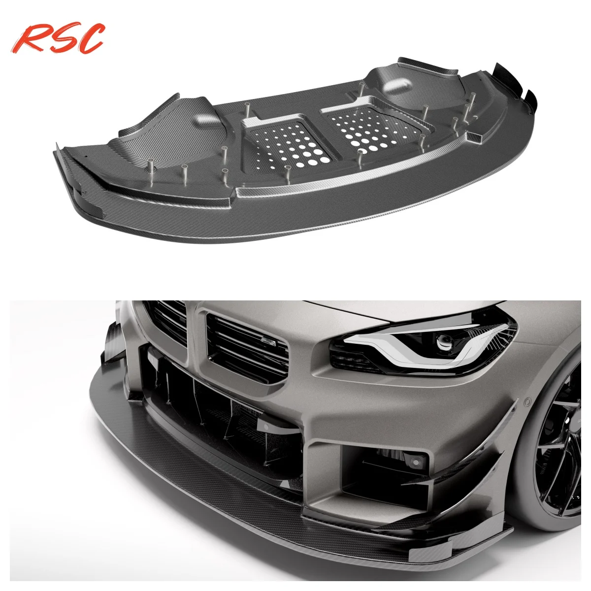 Vulcan Alpha Style Dry Carbon Fiber Front Splitter For G87 M2 Splitter With Chasi High Downforce For Track Racing Use