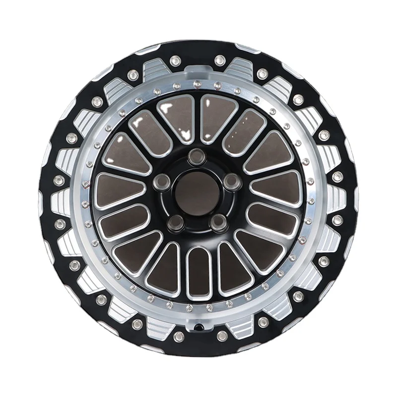 Wangu Beadlock Polish Belak Wheels Forged Aluminum Alloy 2 Piece 17/18/19/20 Inch 5*112 5*114.3 Rim
